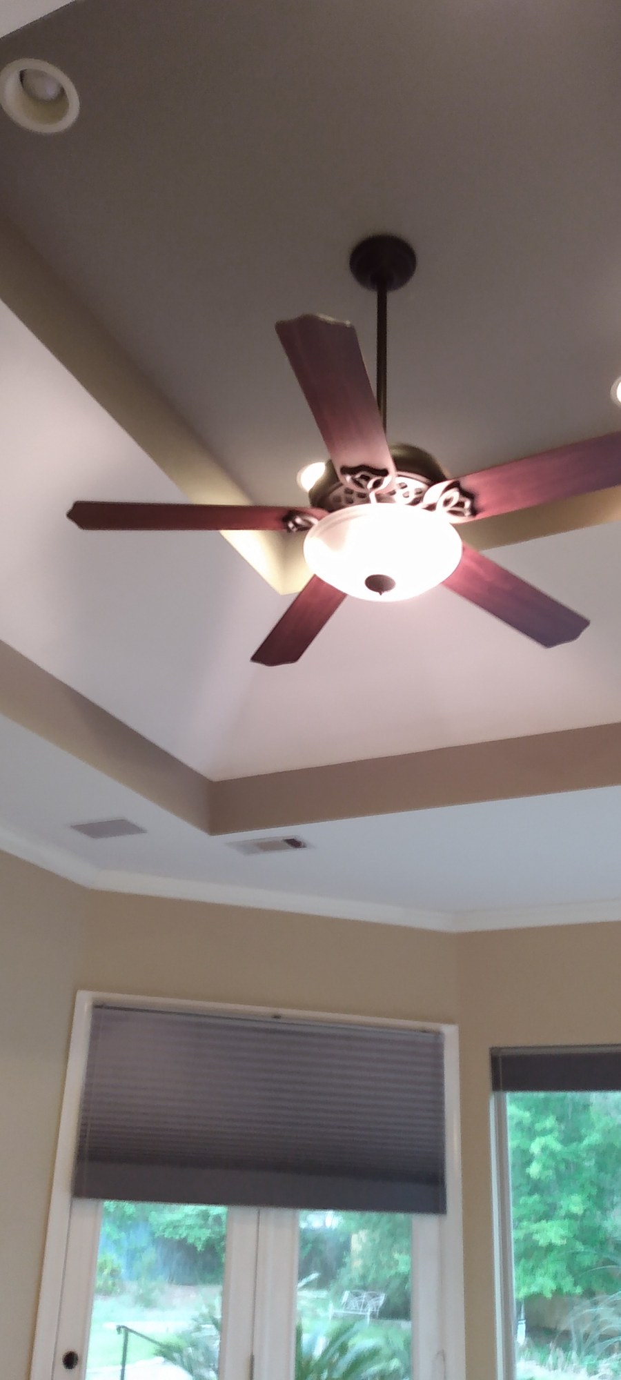Tray ceiling and crown molding repainted